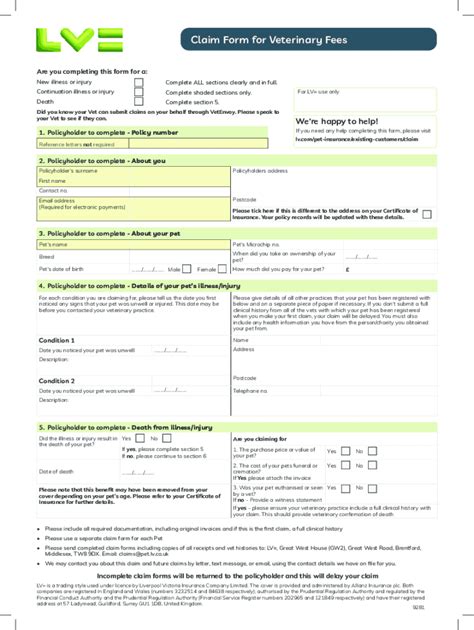 lv pet claim form pdf